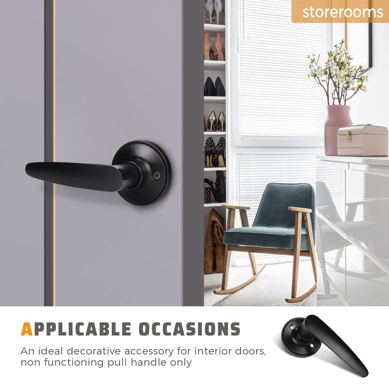 KNOBWELL 2 Pack Dummy Door Levers Door Handle for Closets with Matte Black Finish, Single Side Dummy Levers with No Latch or Lock, Easy Installation - Image 3